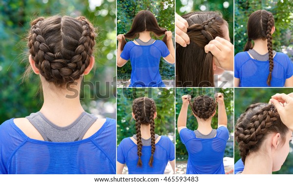 Backstage Technique Weaving Plaits Long Hair Stock Photo Edit Now