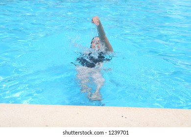 Backstroke in the pool