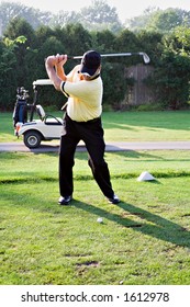 Backswing at the first tee.