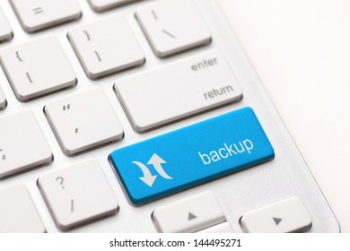 Backup Computer Key In blue For Archiving And Storage