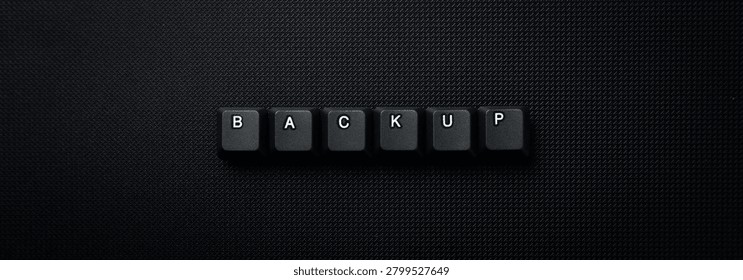 Backup Data Storage Concept With Keyboard Keys On Dark Background