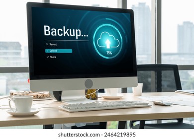 Backup Storage Data Internet Technology Business concept. Database storage cloud technology file data transfer sharing, cyber, big data information, internet banking application download upload snugly