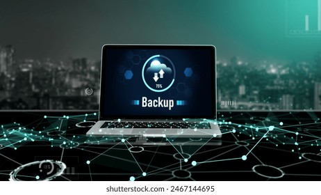 Backup Storage Data Internet Technology Business concept. Database storage cloud technology file data transfer sharing, cyber, big data information, internet banking application download upload snugly