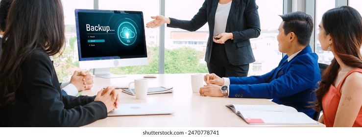 Backup Storage Data Internet Technology Business concept. Database storage cloud technology file data transfer sharing, cyber, big data information, internet banking application download upload snugly