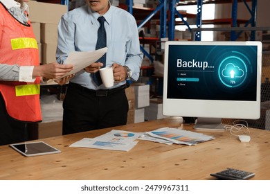 Backup Storage Data Internet Technology Business concept. Database storage cloud technology file data transfer sharing, cyber, big data information, internet banking application download upload snugly