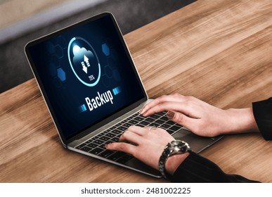 Backup Storage Data Internet Technology Business concept. Database storage cloud technology file data transfer sharing, cyber, big data information, internet banking application download upload snugly