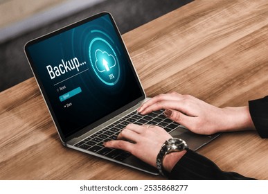 Backup Storage Data Internet Technology Business concept. Database storage cloud technology file data transfer sharing, cyber, big data information, internet banking application download upload snugly