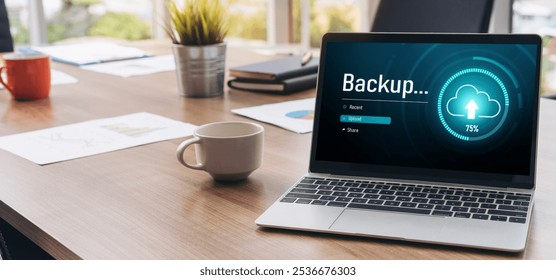 Backup Storage Data Internet Technology Business concept. Database storage cloud technology file data transfer sharing, cyber, big data information, internet banking application download upload snugly