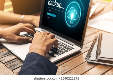 Backup Storage Data Internet Technology Business concept. Database storage cloud technology file data transfer sharing, cyber, big data information, internet banking application download upload snugly