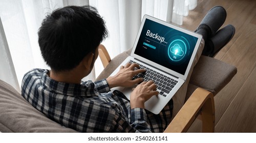 Backup Storage Data Internet Technology Business concept. Database storage cloud technology file data transfer sharing, cyber, big data information, internet banking application download upload snugly