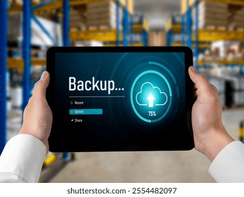 Backup Storage Data Internet Technology Business concept. Database storage cloud technology file data transfer sharing, cyber, big data information, internet banking application download upload snugly - Powered by Shutterstock