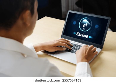 Backup Storage Data Internet Technology Business concept. Database storage cloud technology file data transfer sharing, cyber, big data information, internet banking application download upload snugly