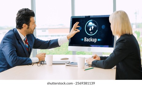 Backup Storage Data Internet Technology Business concept. Database storage cloud technology file data transfer sharing, cyber, big data information, internet banking application download upload snugly