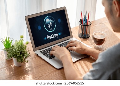 Backup Storage Data Internet Technology Business concept. Database storage cloud technology file data transfer sharing, cyber, big data information, internet banking application download upload snugly