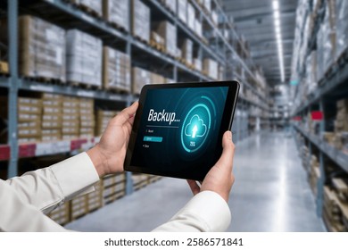 Backup Storage Data Internet Technology Business concept. Database storage cloud technology file data transfer sharing, cyber, big data information, internet banking application download upload snugly