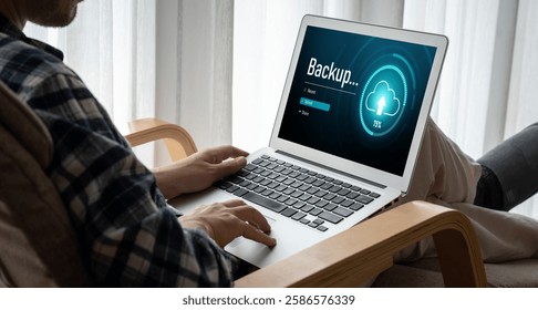 Backup Storage Data Internet Technology Business concept. Database storage cloud technology file data transfer sharing, cyber, big data information, internet banking application download upload snugly