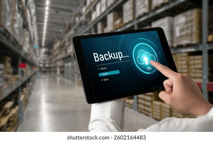 Backup Storage Data Internet Technology Business concept. Database storage cloud technology file data transfer sharing, cyber, big data information, internet banking application download upload snugly