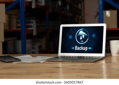 Backup Storage Data Internet Technology Business concept. Database storage cloud technology file data transfer sharing, cyber, big data information, internet banking application download upload snugly