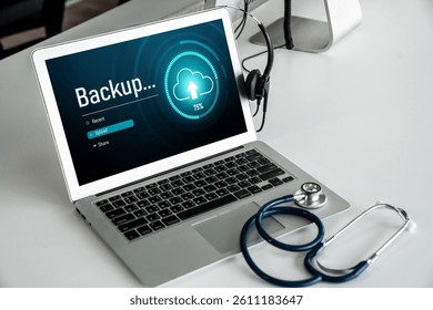 Backup Storage Data Internet Technology Business concept. Database storage cloud technology file data transfer sharing, cyber, big data information, internet banking application download upload snugly