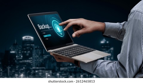 Backup Storage Data Internet Technology Business concept. Database storage cloud technology file data transfer sharing, cyber, big data information, internet banking application download upload snugly