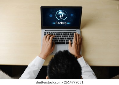 Backup Storage Data Internet Technology Business concept. Database storage cloud technology file data transfer sharing, cyber, big data information, internet banking application download upload snugly
