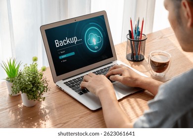 Backup Storage Data Internet Technology Business concept. Database storage cloud technology file data transfer sharing, cyber, big data information, internet banking application download upload snugly