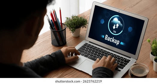 Backup Storage Data Internet Technology Business concept. Database storage cloud technology file data transfer sharing, cyber, big data information, internet banking application download upload snugly