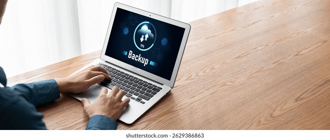 Backup Storage Data Internet Technology Business concept. Database storage cloud technology file data transfer sharing, cyber, big data information, internet banking application download upload snugly
