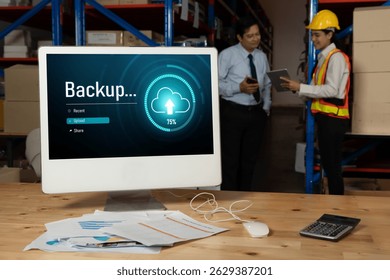Backup Storage Data Internet Technology Business concept. Database storage cloud technology file data transfer sharing, cyber, big data information, internet banking application download upload snugly