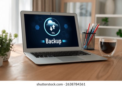 Backup Storage Data Internet Technology Business concept. Database storage cloud technology file data transfer sharing, cyber, big data information, internet banking application download upload snugly