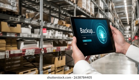 Backup Storage Data Internet Technology Business concept. Database storage cloud technology file data transfer sharing, cyber, big data information, internet banking application download upload snugly