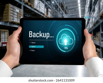 Backup Storage Data Internet Technology Business concept. Database storage cloud technology file data transfer sharing, cyber, big data information, internet banking application download upload snugly - Powered by Shutterstock - Get 15% off with code: PIKWIZARD15