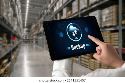 Backup Storage Data Internet Technology Business concept. Database storage cloud technology file data transfer sharing, cyber, big data information, internet banking application download upload snugly