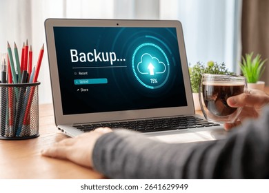 Backup Storage Data Internet Technology Business concept. Database storage cloud technology file data transfer sharing, cyber, big data information, internet banking application download upload snugly