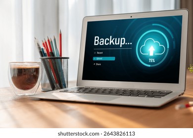 Backup Storage Data Internet Technology Business concept. Database storage cloud technology file data transfer sharing, cyber, big data information, internet banking application download upload snugly