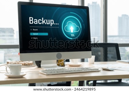 Backup Storage Data Internet Technology Business concept. Database storage cloud technology file data transfer sharing, cyber, big data information, internet banking application download upload snugly