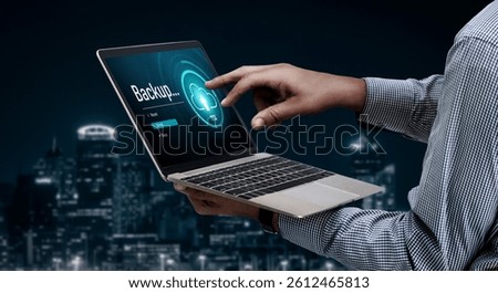 Backup Storage Data Internet Technology Business concept. Database storage cloud technology file data transfer sharing, cyber, big data information, internet banking application download upload snugly