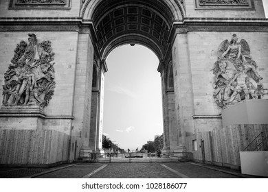 Backview of the Arc de Triomphe in place Charles De Gaulle