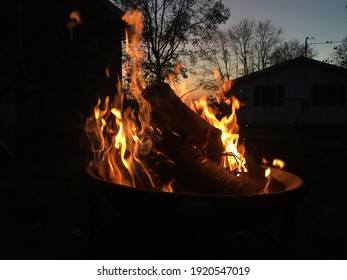 Backyard Campfire In Late Fall