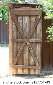 Backyard Gate Damaged By Hail, Weathered Fence