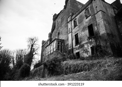 Backyard Of Leap Castle (B&W), Co Offaly, Ireland