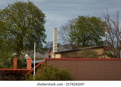 Backyard Of A Modern Country House, Fence. Tourism, Vacations, Home Office, Guest House, Real Estate Development, City Gardening, Lifestyle