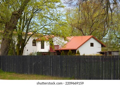 Backyard Of A Modern Country House, Fence. Tourism, Vacations, Home Office, Guest House, Real Estate Development, City Gardening, Lifestyle