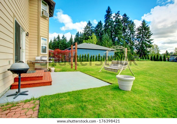 Backyard Small Patio Area Swing Large Stock Photo Edit Now 176398421