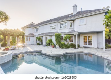 Backyard And Swimming Pool Of Luxury House