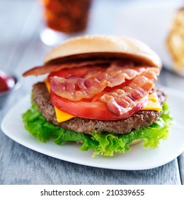 Bacon Cheeseburger With Fries And Cola