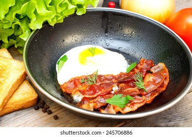 Bacon And Eggs In A Frying Pan 