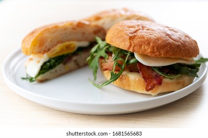 Bacon And Eggs Potato Bread Sandwich 