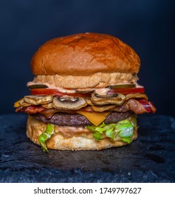 Bacon And Mushroom Burger Photo