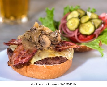 Bacon, Mushroom And Swiss Burger